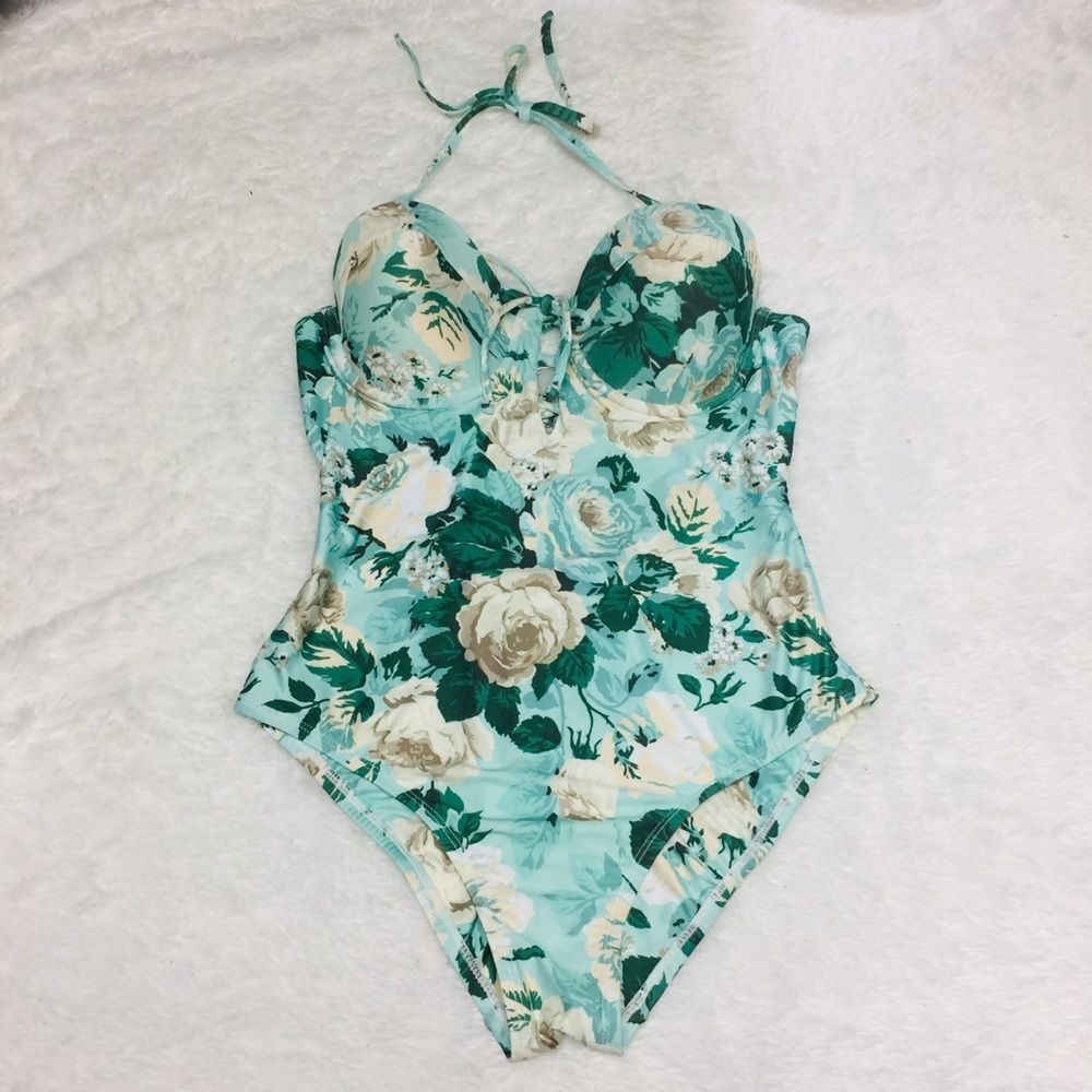 High Dive ModCloth One Piece Swim Roses Medium - Picture 2 of 8
